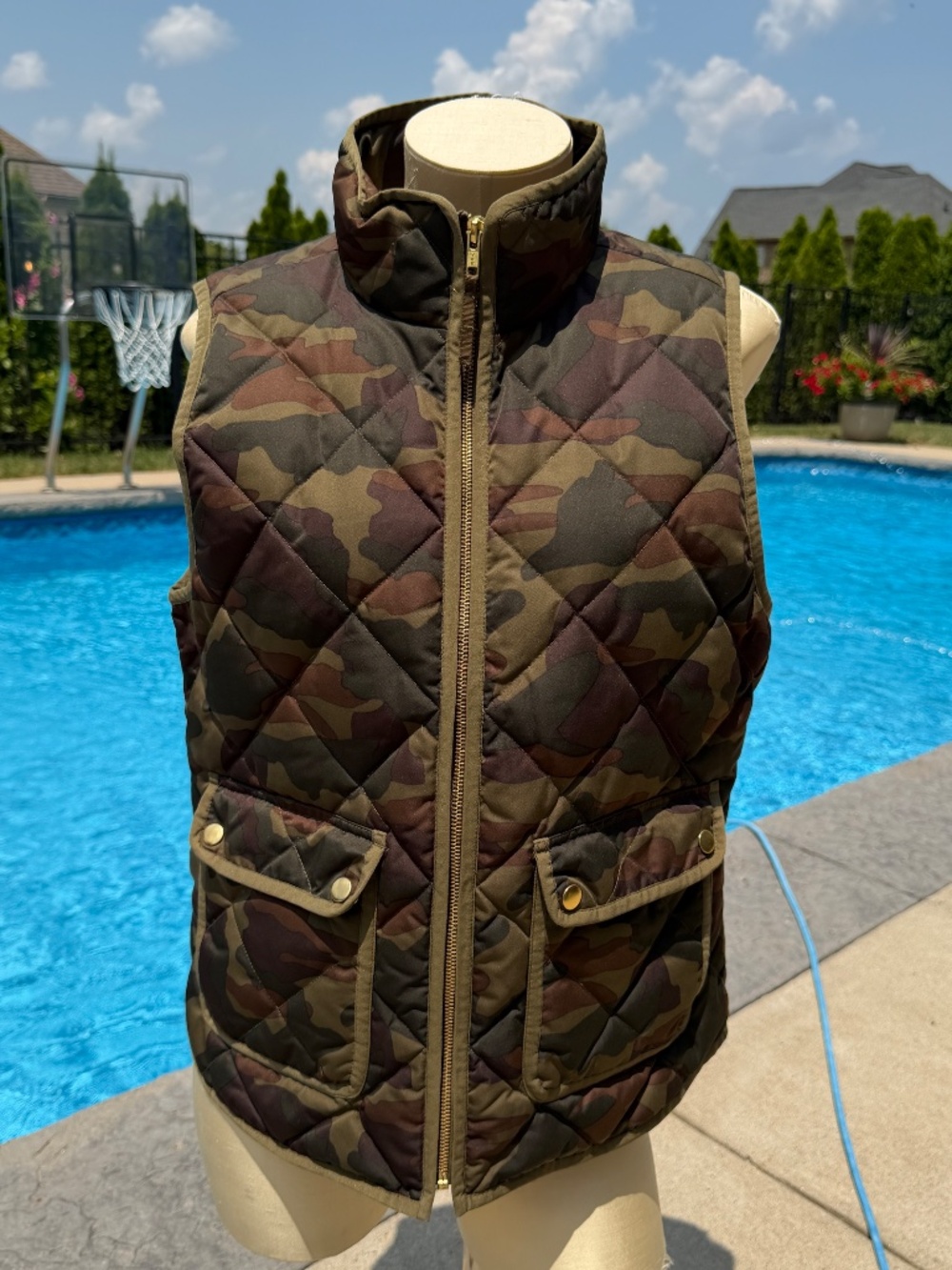 J.Crew Like New Camouflage Quilted Camo Puffer Preppy Medium Vest